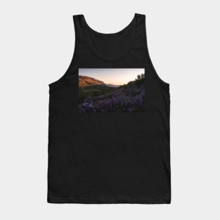 Field of Lupine Flowers During Sunset in Iceland Tank Top